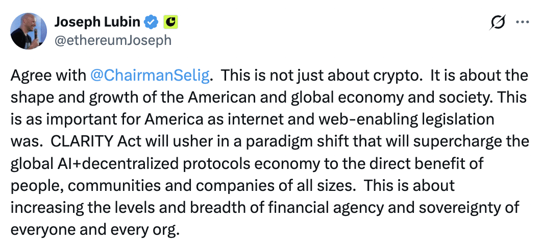 摩根大通公开支持CLARITY法案,特朗普威胁不签署其他法案,法案通过概率降至45%