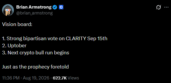 白宫力推CLARITY Act 9月15日参议院投票概率升至22%?